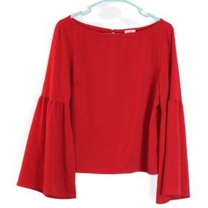Pixley Cropped Long Bell Slit Open Sleeve Red Size M